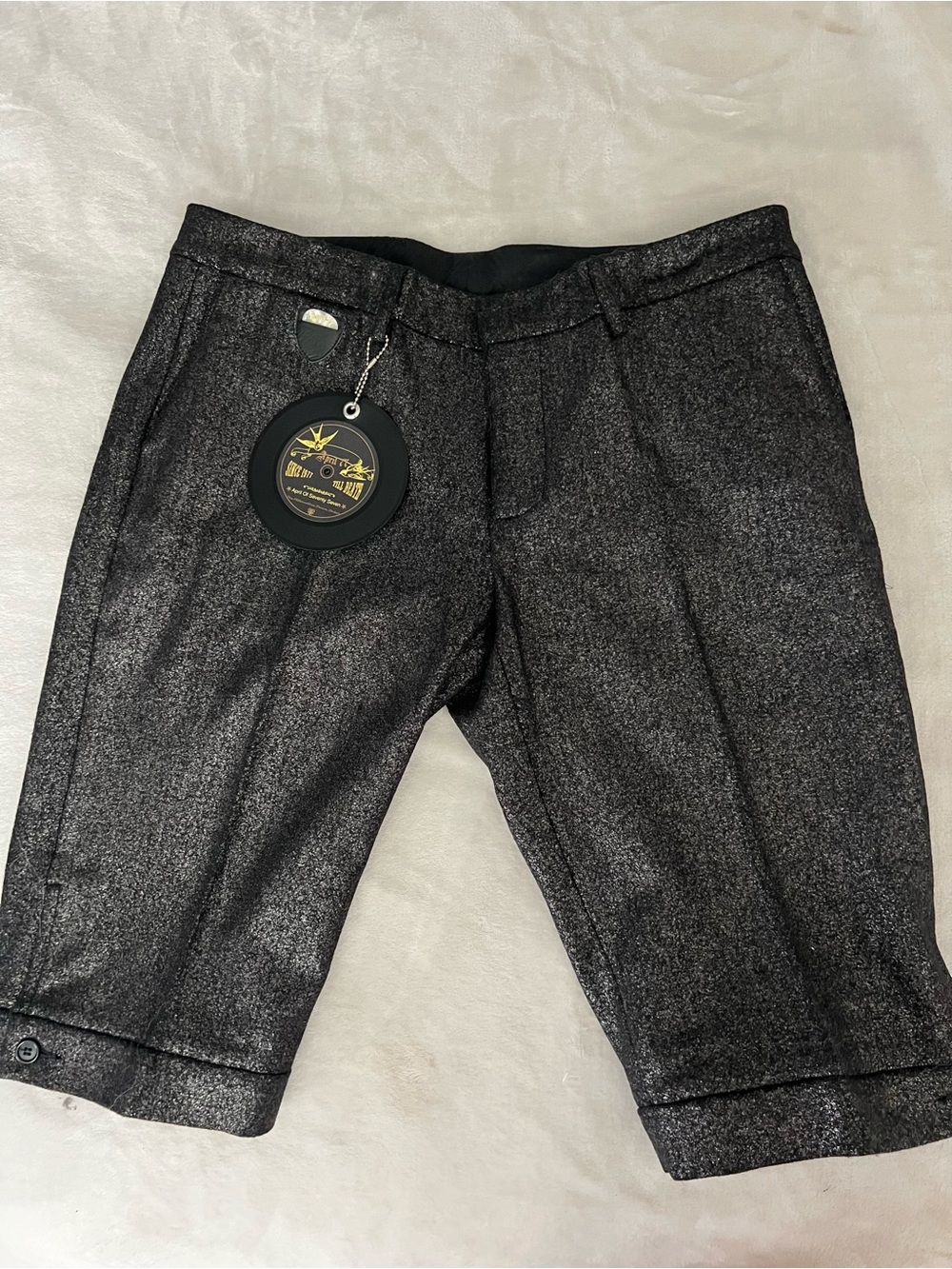 Diamond Supply Co. Metallic Black Flat-Front Womens's Shorts